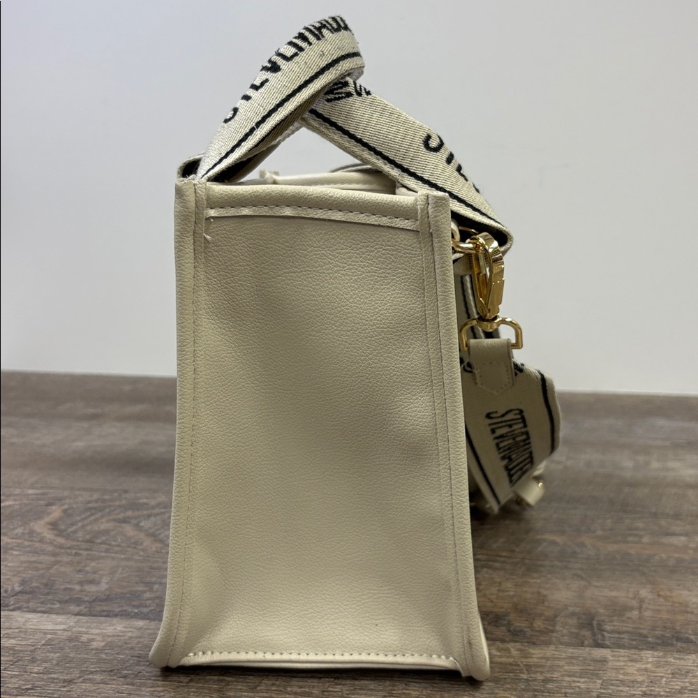 Steve Madden Crossbody Tote with Logo Strap & Coin Pouch – Cream - Picture 4 of 8